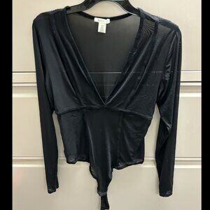 Women's Sheer Black Bodysuit